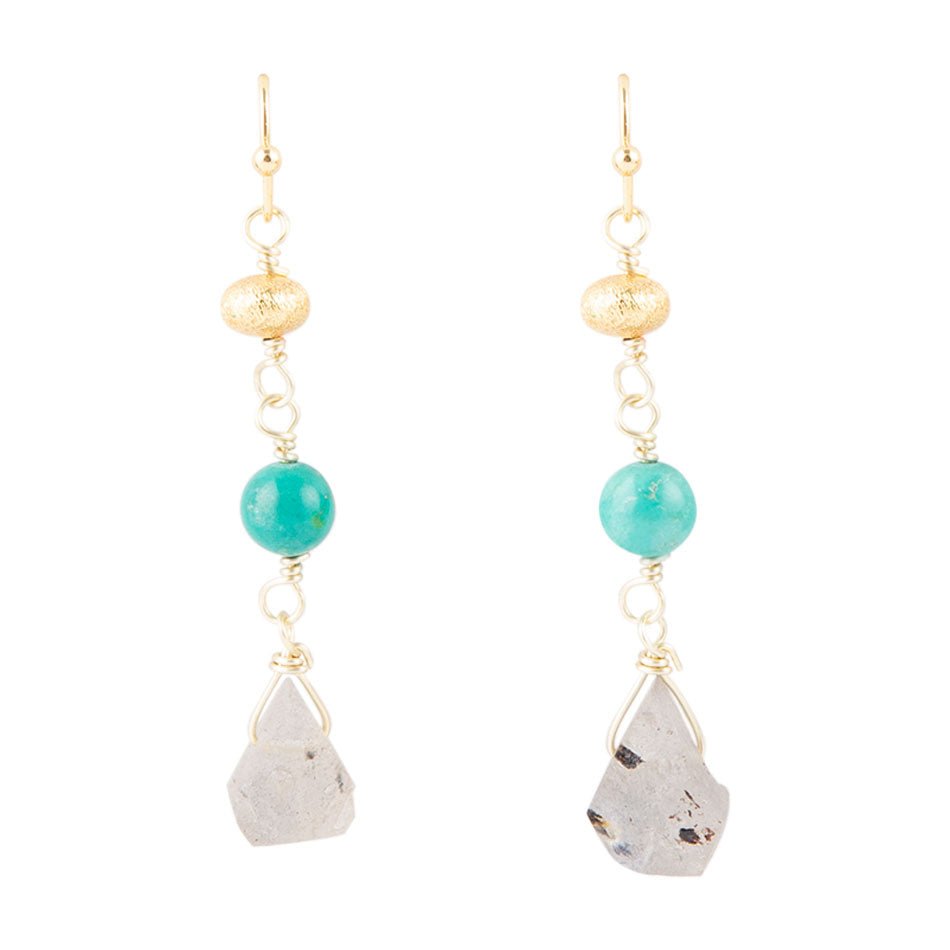 Turquoise Labradorite Elongated Earrings | Earrings | Wiccan Center