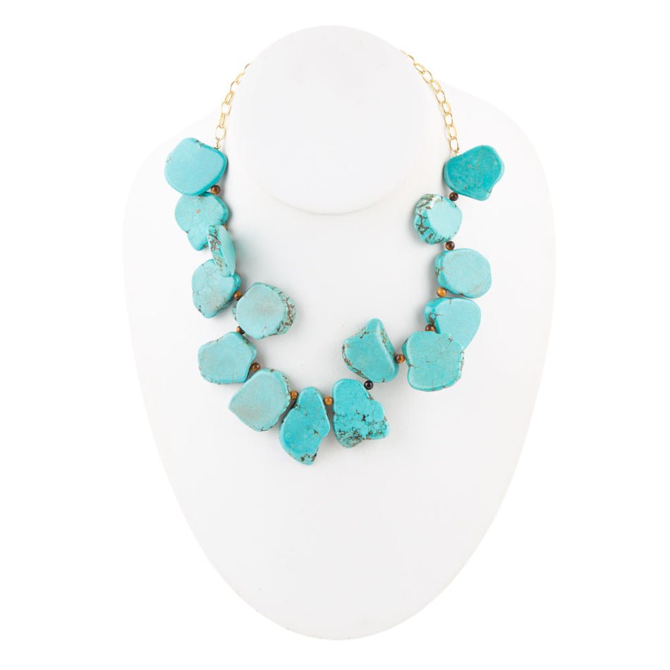 Turquoise Magnesite Slab Golden Necklace | Necklaces | Wiccan Center