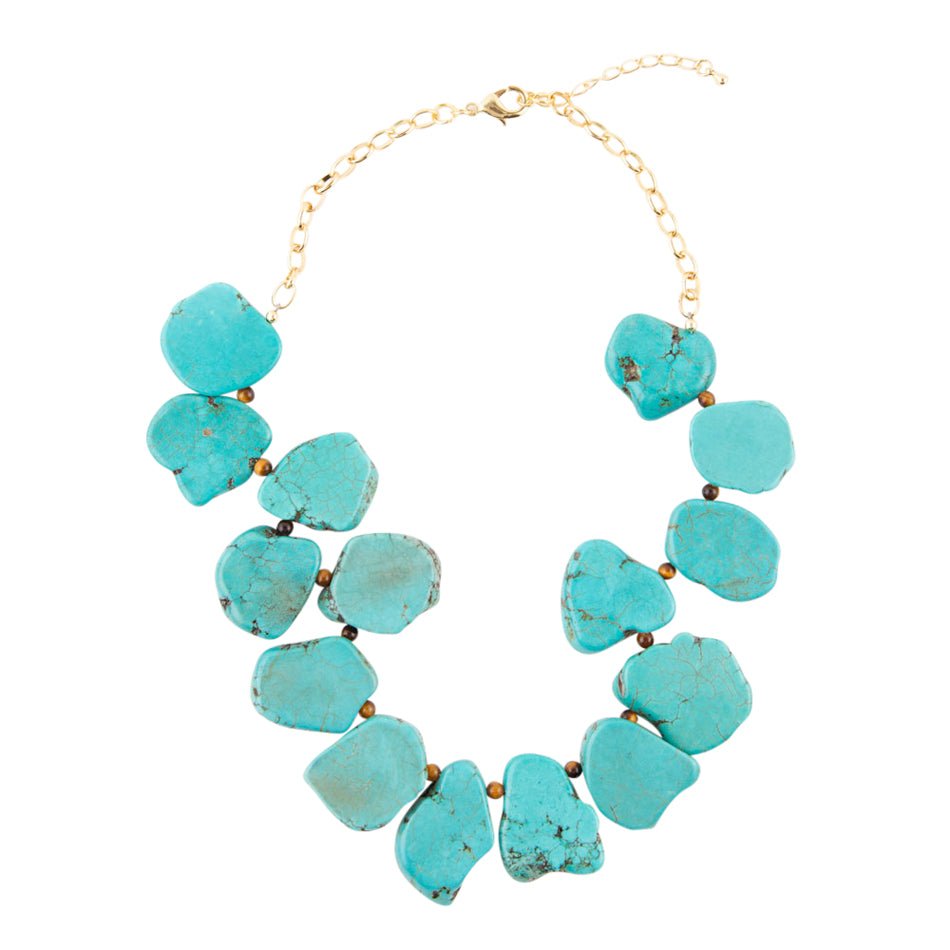 Turquoise Magnesite Slab Golden Necklace | Necklaces | Wiccan Center
