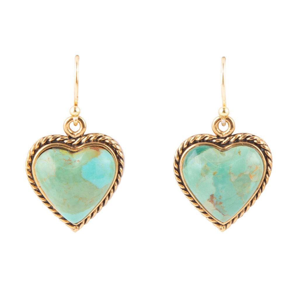 Blue Turquoise Rope My Heart and Golden Earrings | Earrings | Wiccan Center