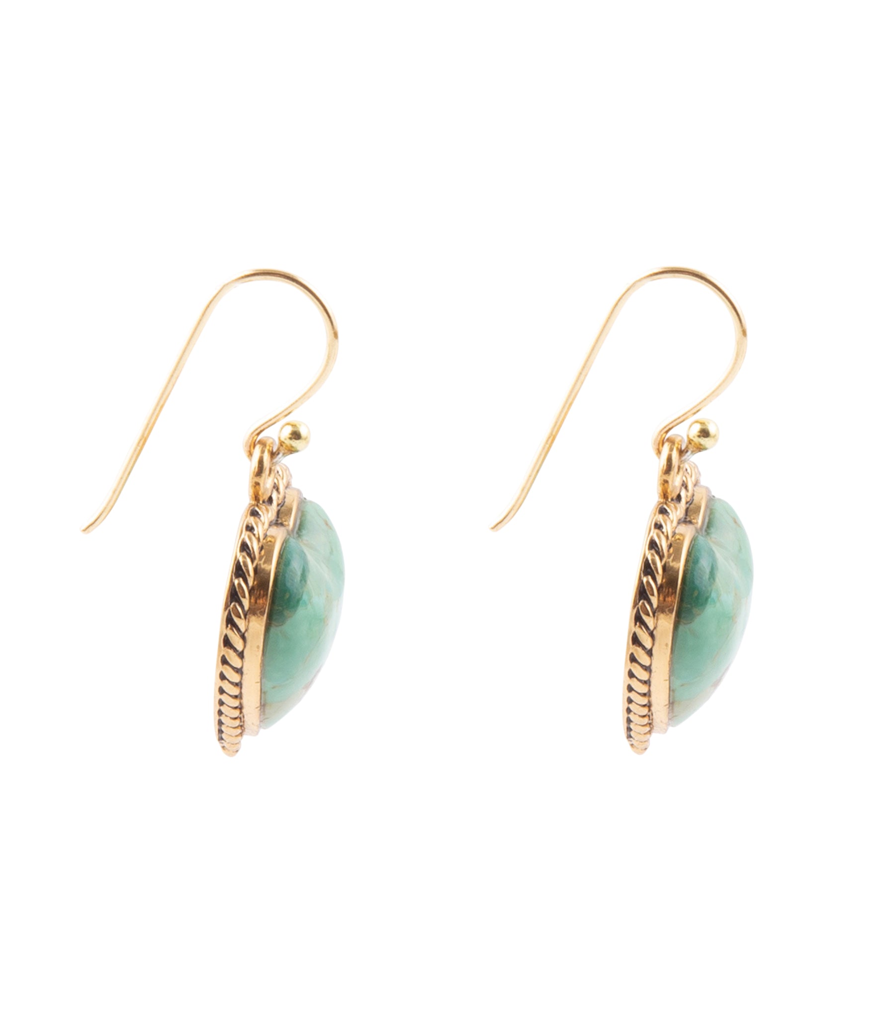 Blue Turquoise Rope My Heart and Golden Earrings | Earrings | Wiccan Center