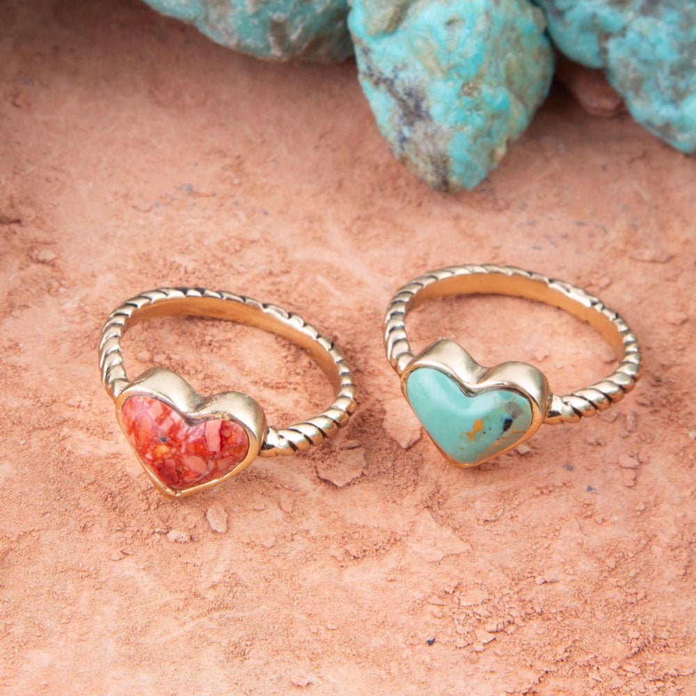 Rope My Heart Blue Turquoise and Golden Ring | Rings | Wiccan Center