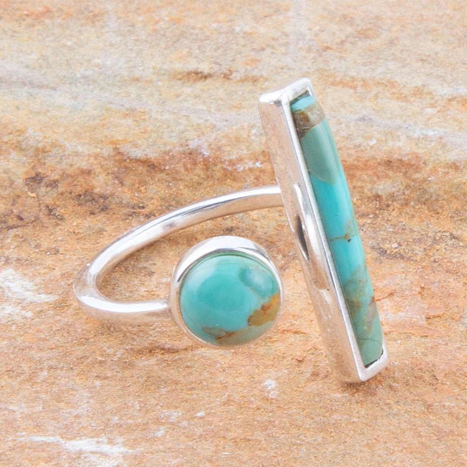 Blue Turquoise Size Adjustable Sterling Silver Ring | Rings | Wiccan Center