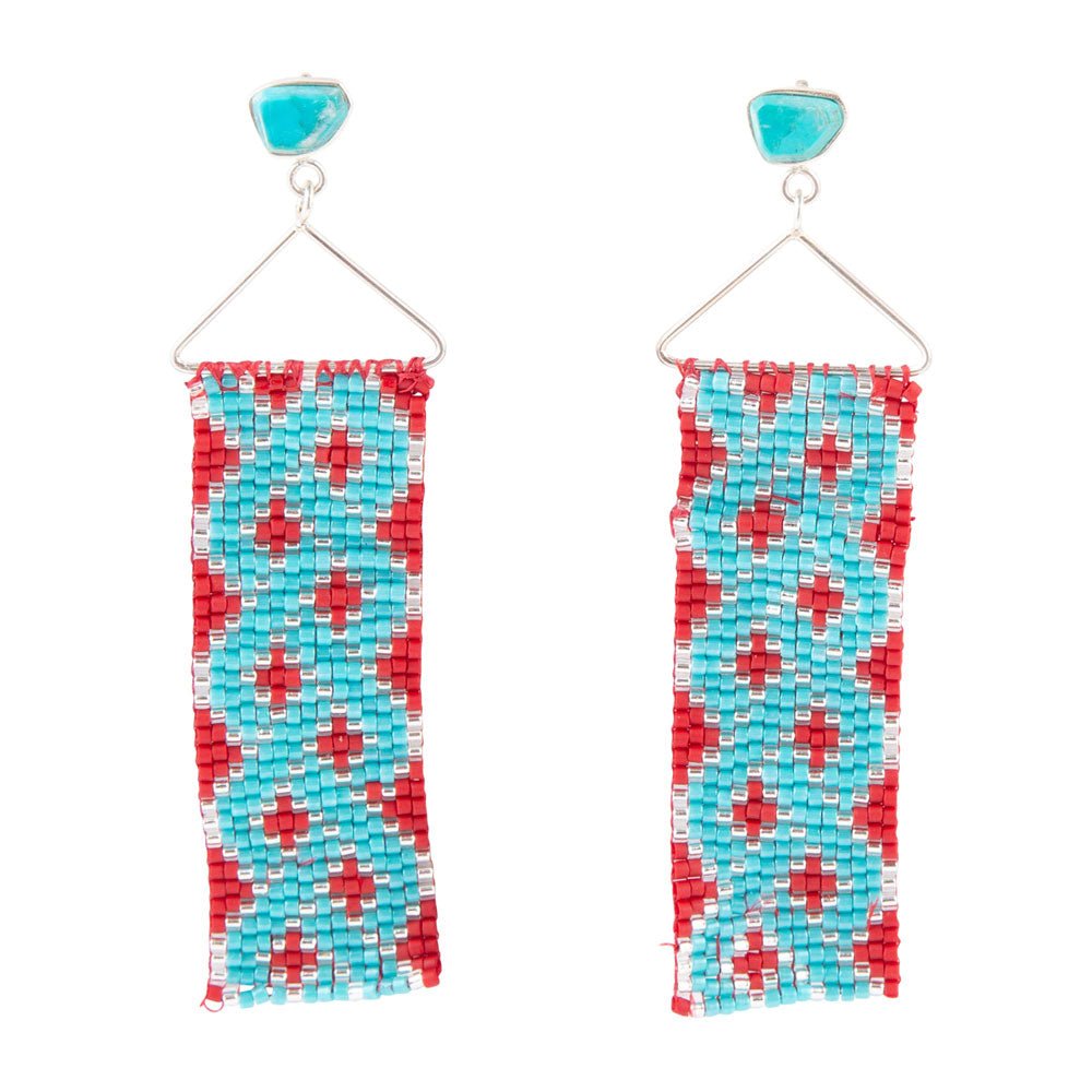 Turquoise Woven Seed Bead Earrings | Earrings | Wiccan Center
