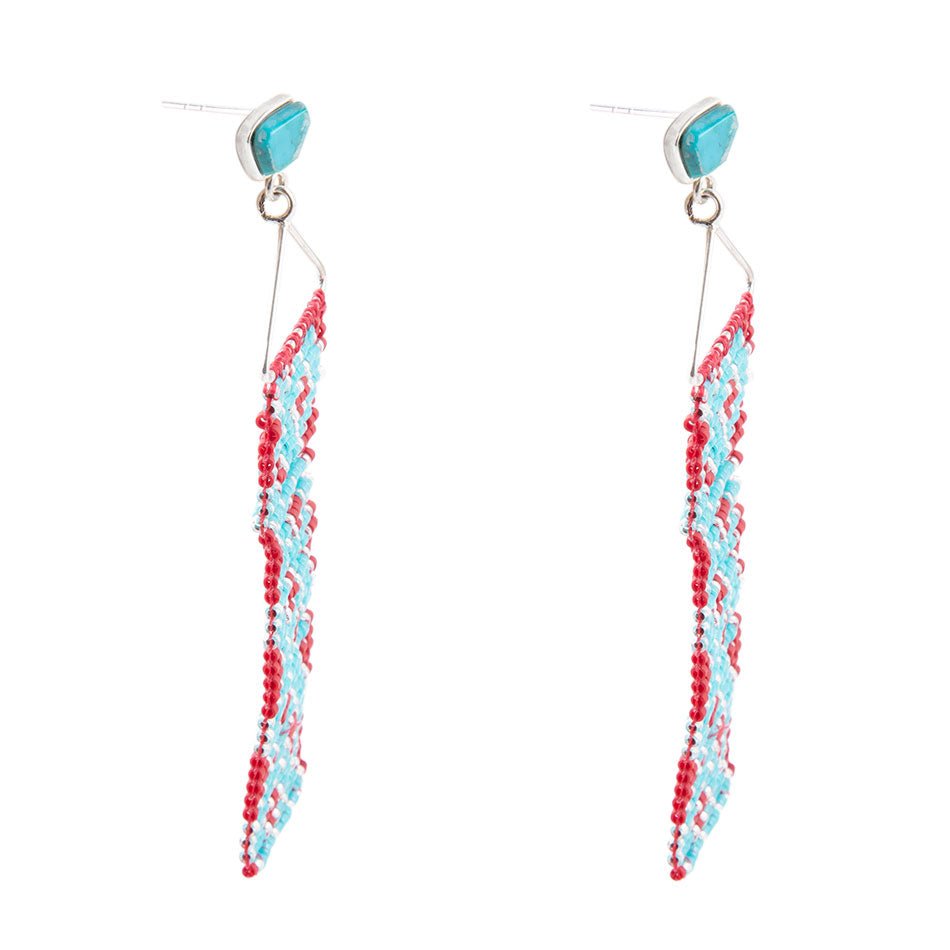 Turquoise Woven Seed Bead Earrings | Earrings | Wiccan Center
