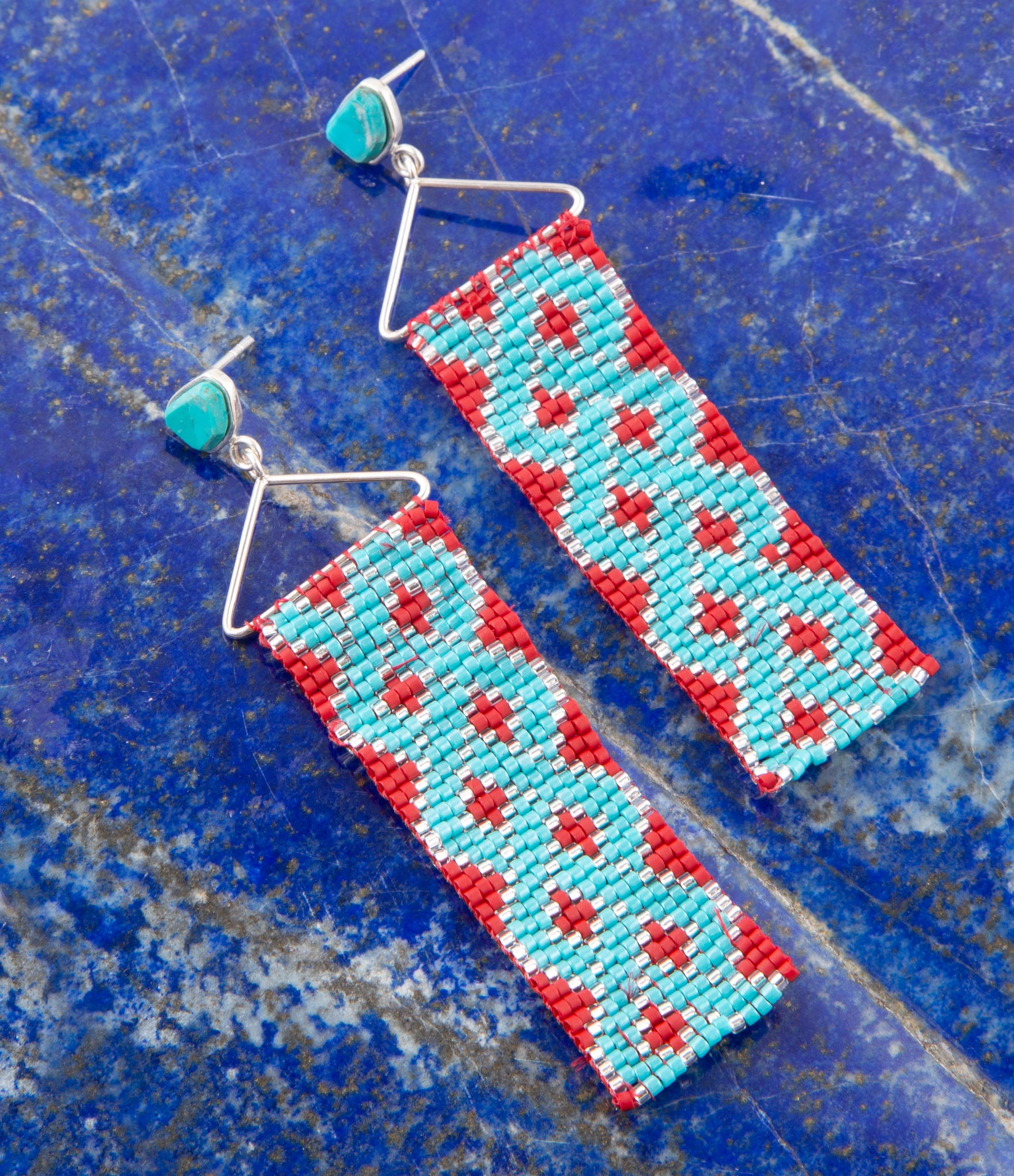 Turquoise Woven Seed Bead Earrings | Earrings | Wiccan Center