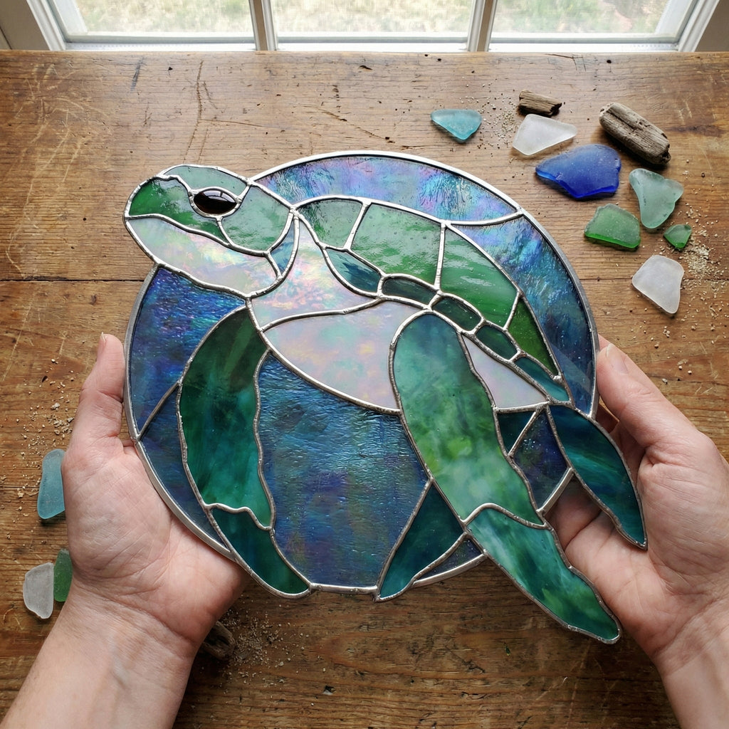 Round Stained Glass Turtle Pattern PDF & PNG | Crafting Patterns & Molds | Wiccan Center