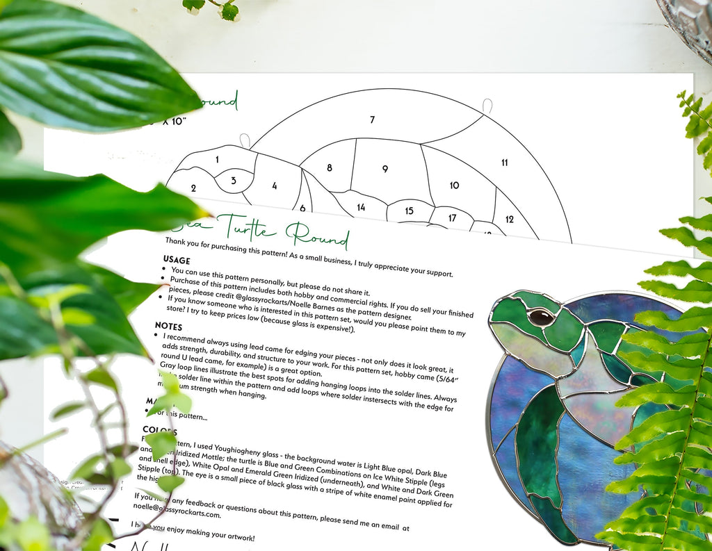 Round Stained Glass Turtle Pattern PDF & PNG | Crafting Patterns & Molds | Wiccan Center
