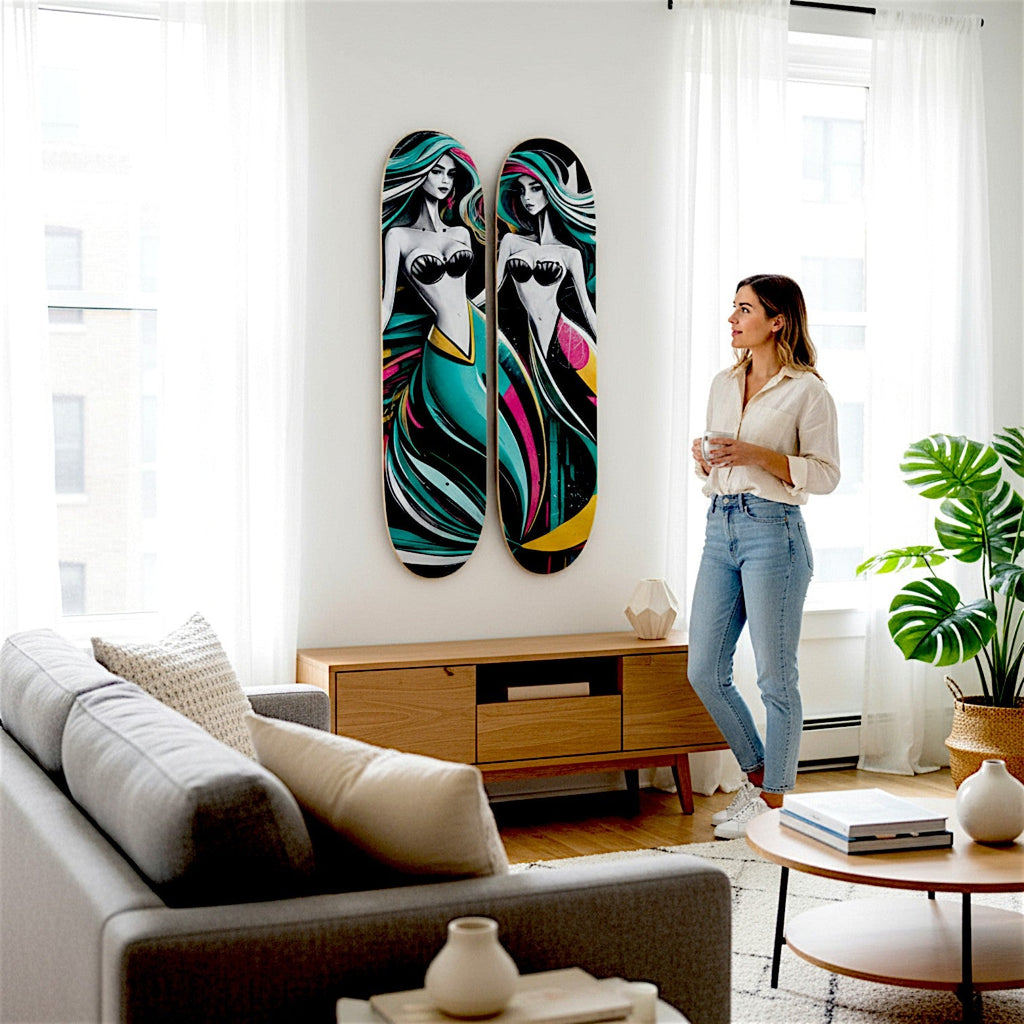 2 Skateboard Series Art - Mod Mermaids | Skateboard | Wiccan Center