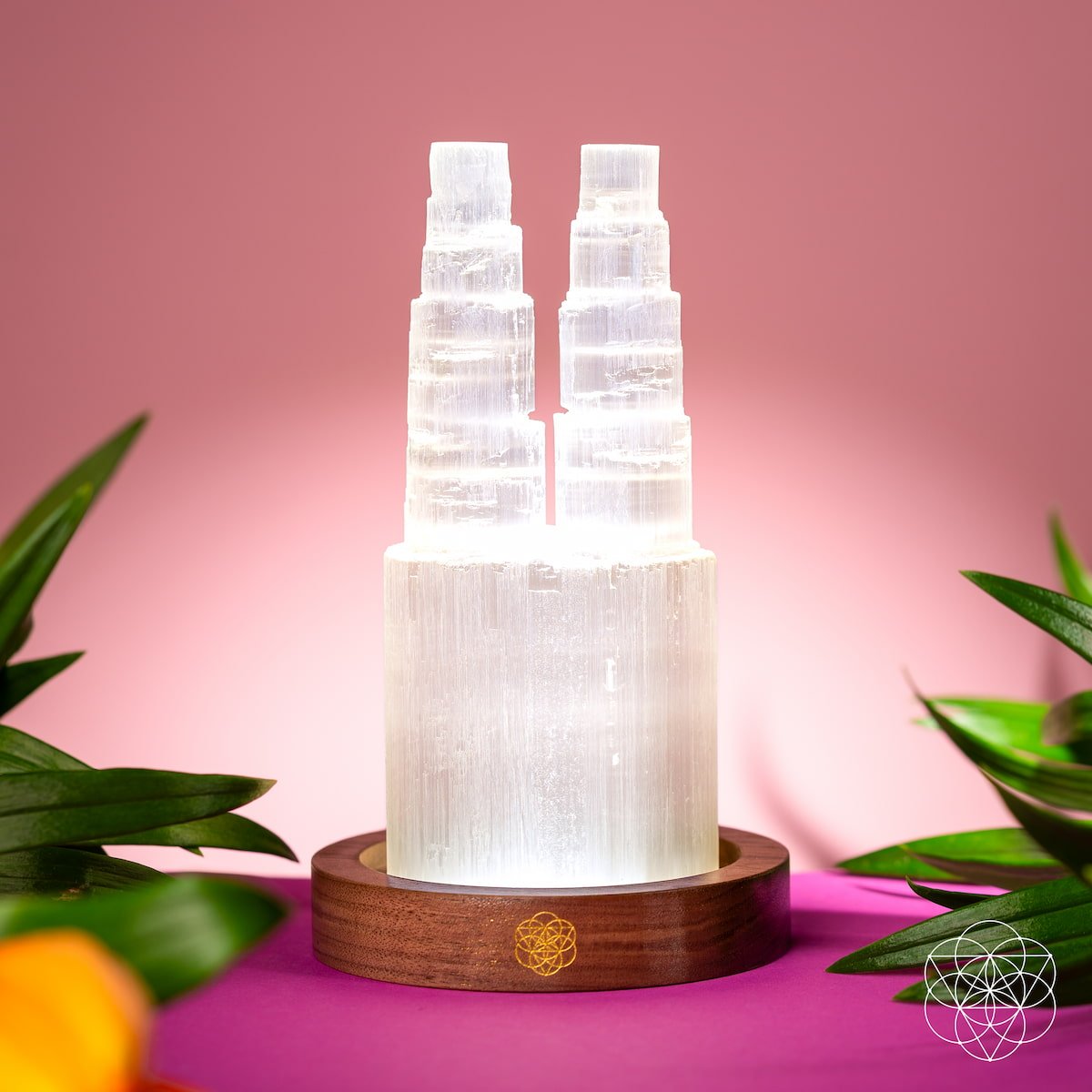 Two-Tower Selenite Lamp – Deep Energy Cleanse & Reset | Night Light | Wiccan Center