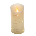 6" Battery Operated Flicker Flame White Candle With Fairy Lights | Home & Living >> Candles >> Battery Operated | Wiccan Center