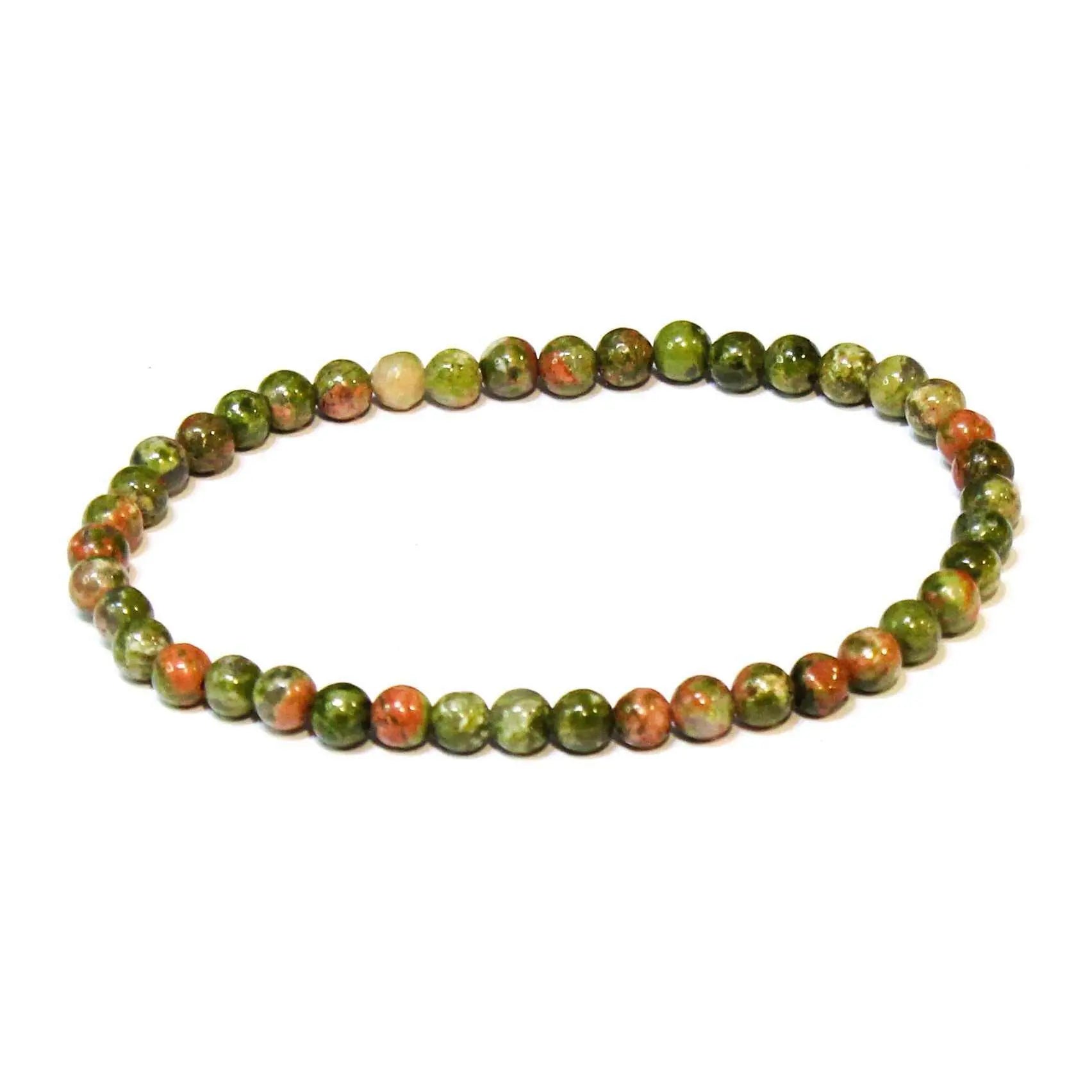 Unakite Round Bead Bracelet - Heart Guardian | Bracelets | Wiccan Center