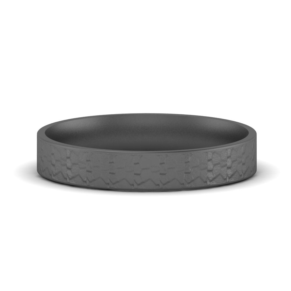 Unique Rock Textured Mens Wedding Band 5 mm