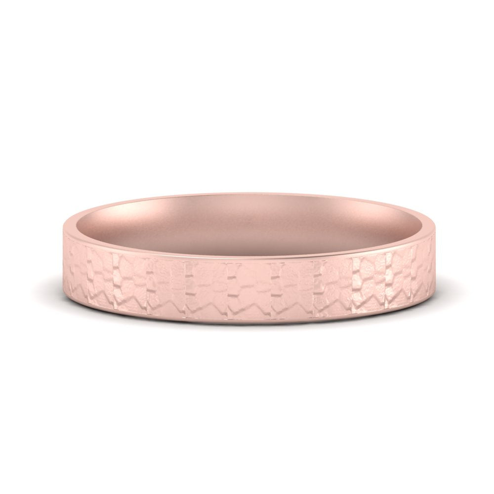 Unique Rock Textured Mens Wedding Band 5 mm