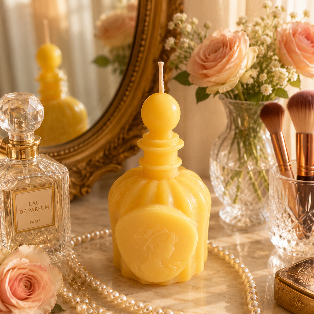 Vintage Inspired Perfume Bottle Beeswax Candle | molded candle | Wiccan Center