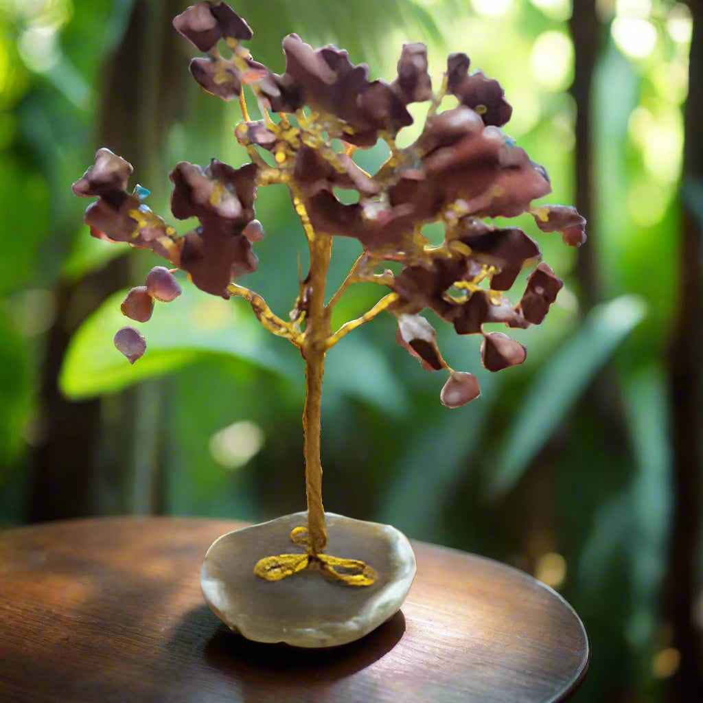 100 Chip Gemstone Tree On Agate Slice - Multiple Kinds of Gemstones | gemstone tree | Wiccan Center