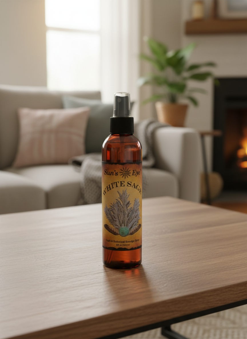 Sun's Eye White Sage Clearing Spray Mist for Purification and Spiritual Cleansing | Air Freshener | Wiccan Center