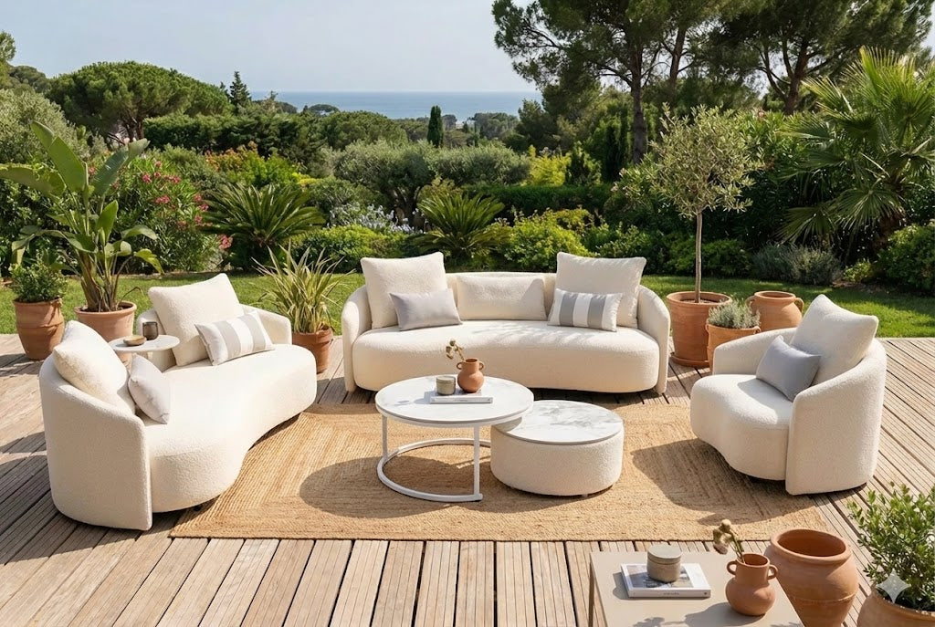 Serene Outdoor 6-Piece Lounge Set – 2-Sofas, Arm chair and Table Set | outdoor living room set | Wiccan Center