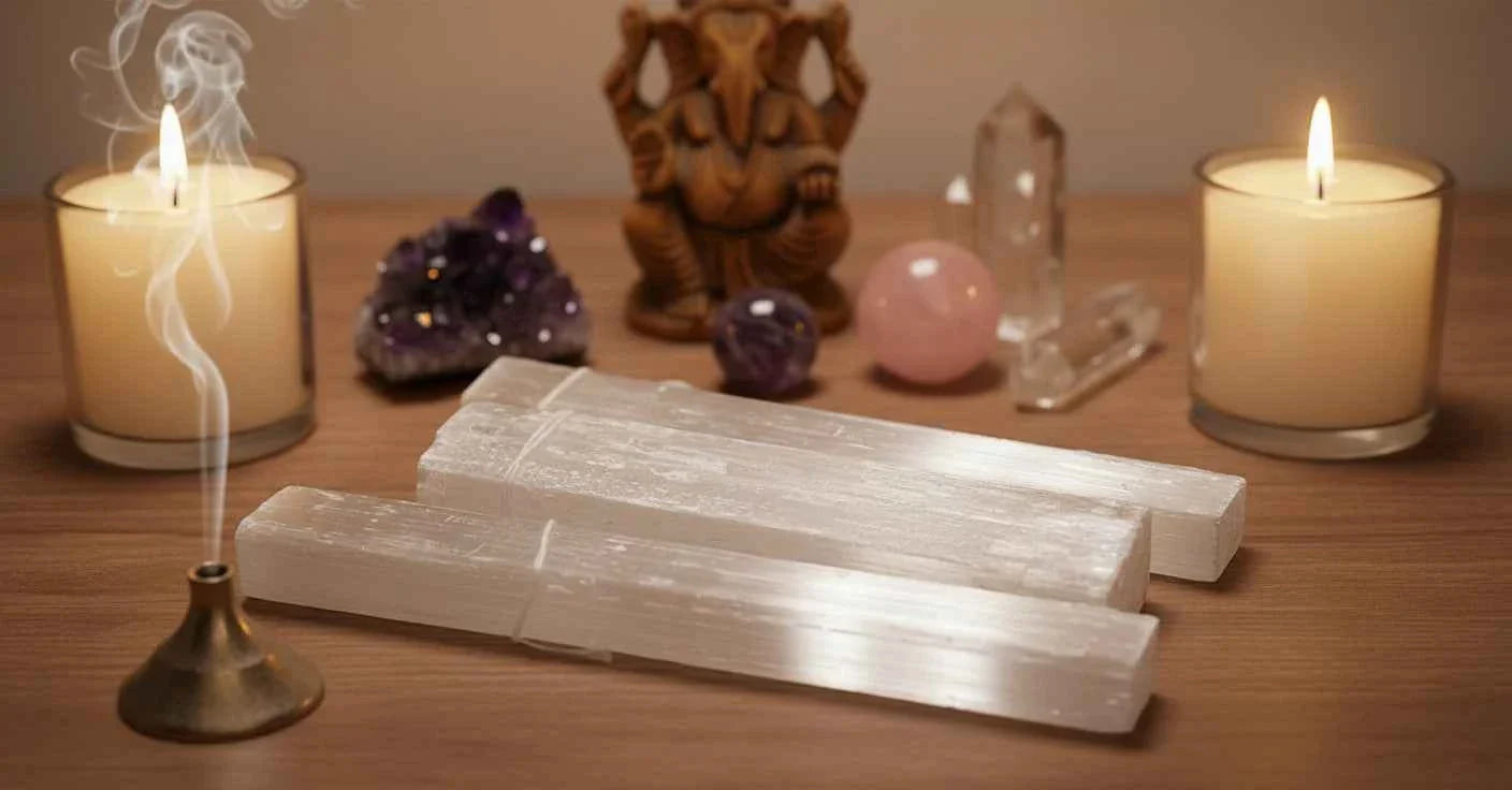 4 Inch Thick Selenite Wand for Healing and Energy Cleansing | | Wiccan Center