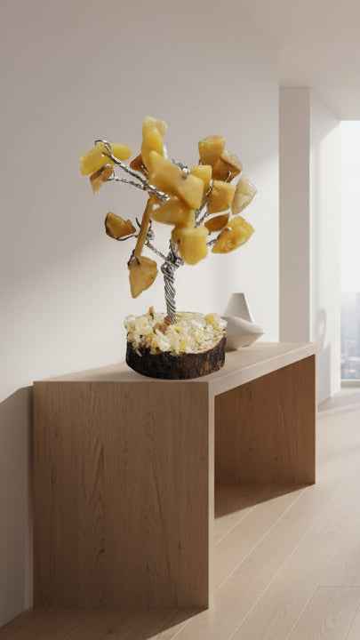 Small Yellow Quartz Gemstone Tree - Natural Healing Crystal Decor | | Wiccan Center
