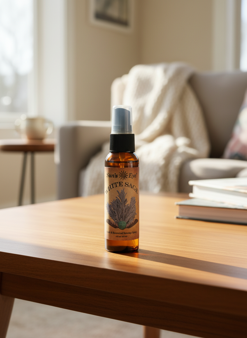Sun's Eye White Sage Clearing Spray Mist for Purification and Spiritual Cleansing | Air Freshener | Wiccan Center