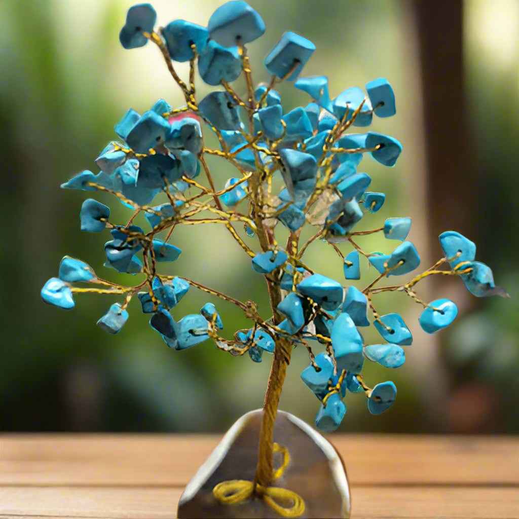 100 Chip Gemstone Tree On Agate Slice - Multiple Kinds of Gemstones | gemstone tree | Wiccan Center
