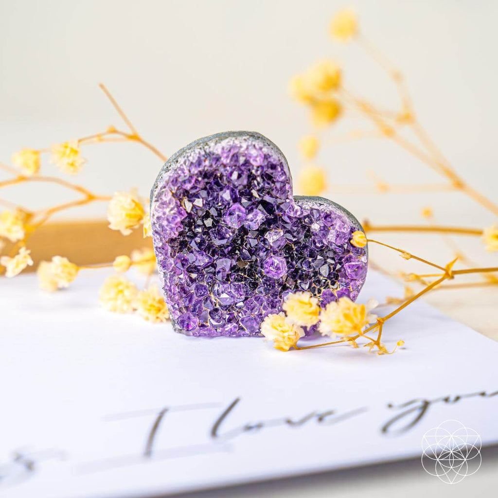 Uruguayan Amethyst Love Heart Cluster - AAA Premium Quality | Cluster & Raw | Wiccan Center