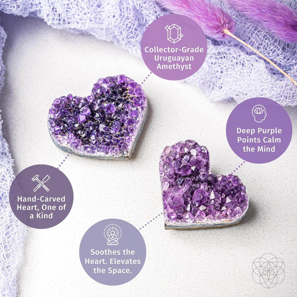 Uruguayan Amethyst Love Heart Cluster - AAA Premium Quality | Cluster & Raw | Wiccan Center