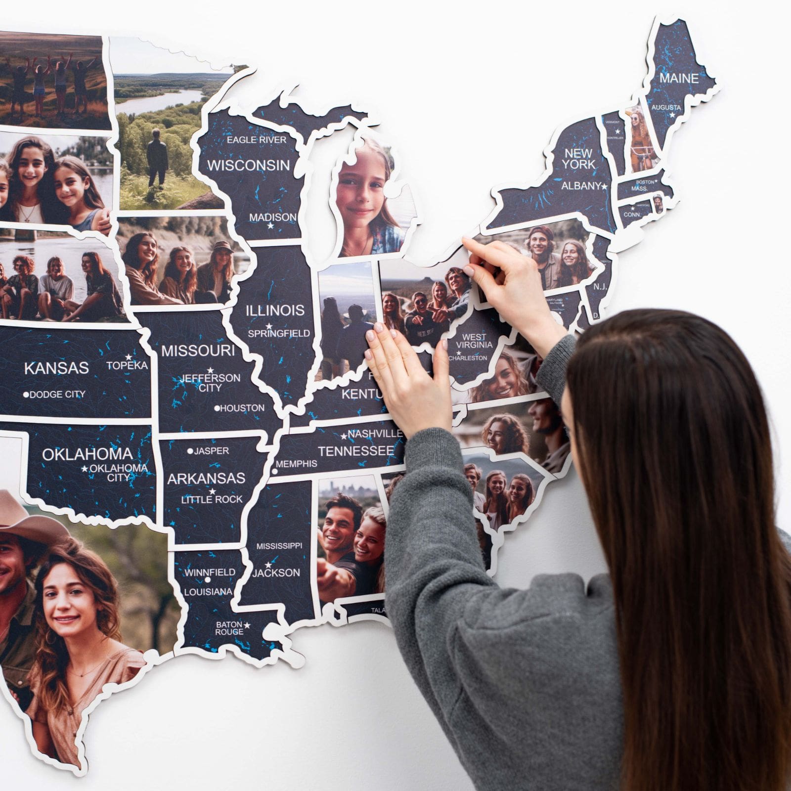 USA Photo Map Midnight