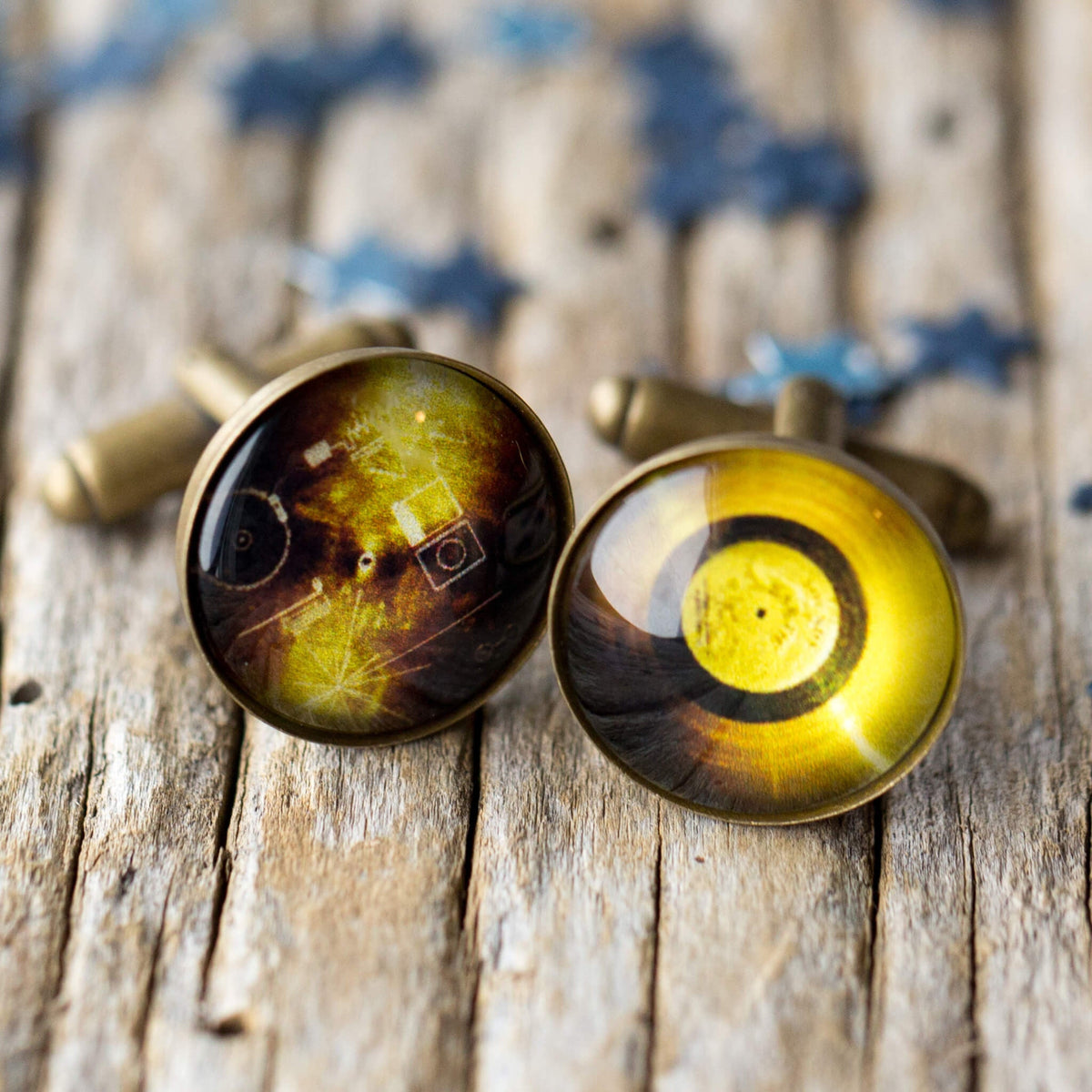 Voyager Golden Record Antique Bronze Cufflinks | Cufflinks | Wiccan Center
