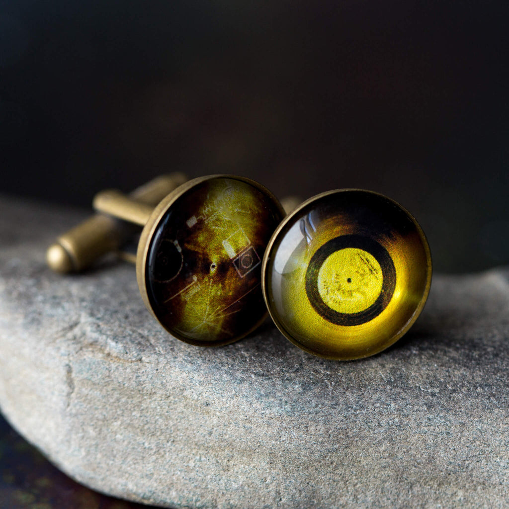 Voyager Golden Record Antique Bronze Cufflinks | Cufflinks | Wiccan Center