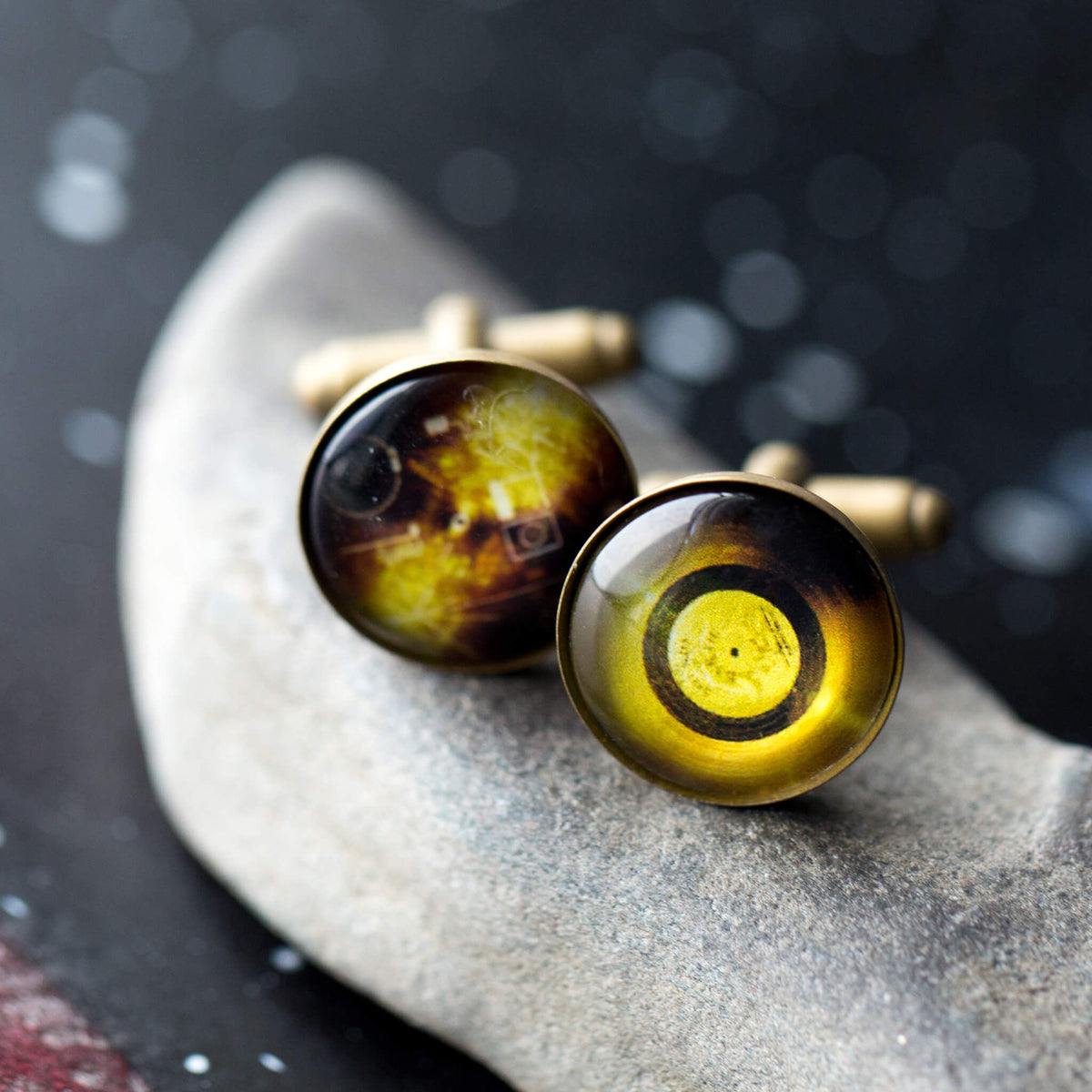 Voyager Golden Record Antique Bronze Cufflinks | Cufflinks | Wiccan Center