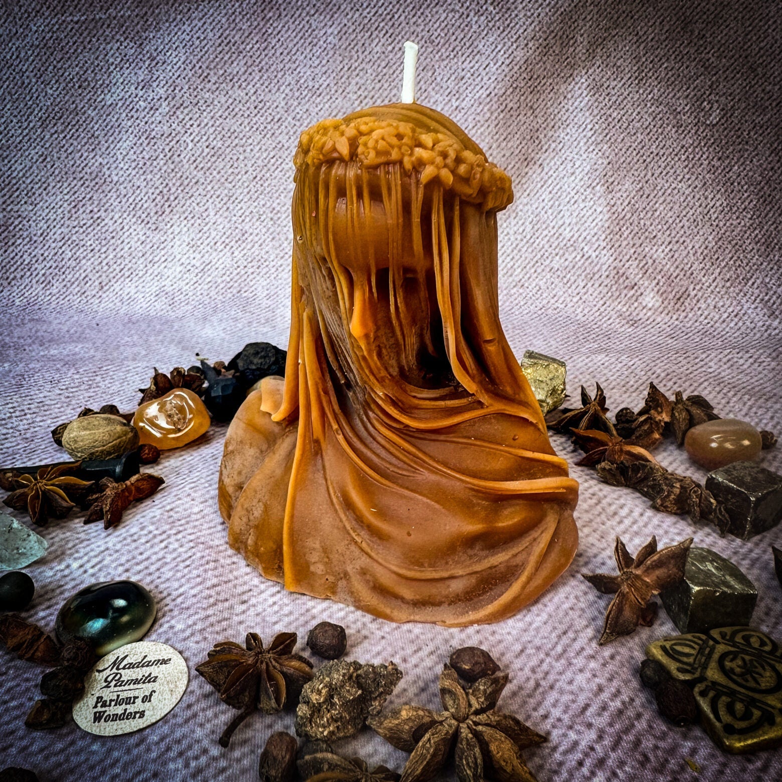 Beeswax Veil of Secrets Spell Candle - Truth Revelation & Privacy Protection | Beeswax Candle | Wiccan Center