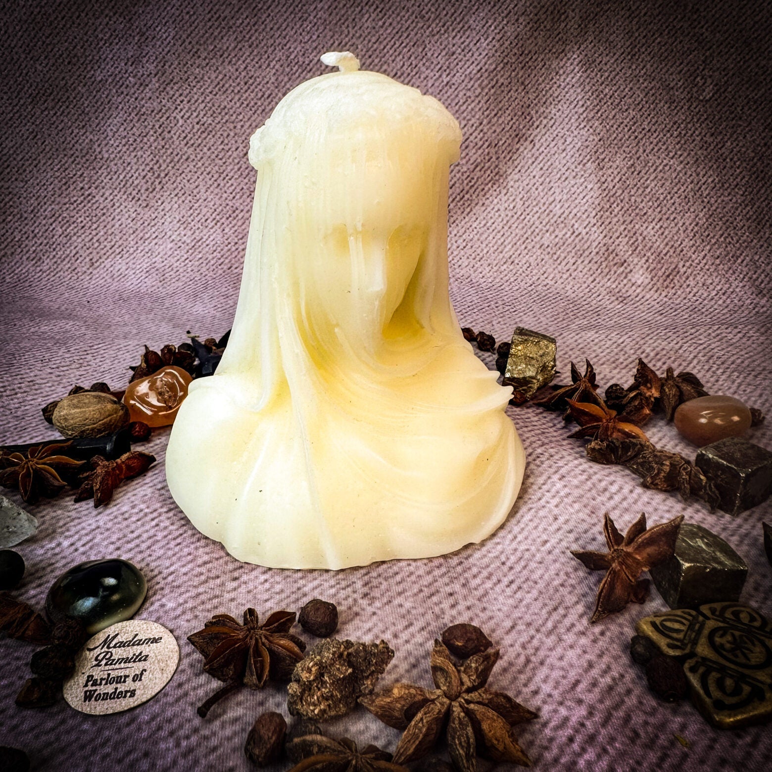 Beeswax Veil of Secrets Spell Candle - Truth Revelation & Privacy Protection | Beeswax Candle | Wiccan Center