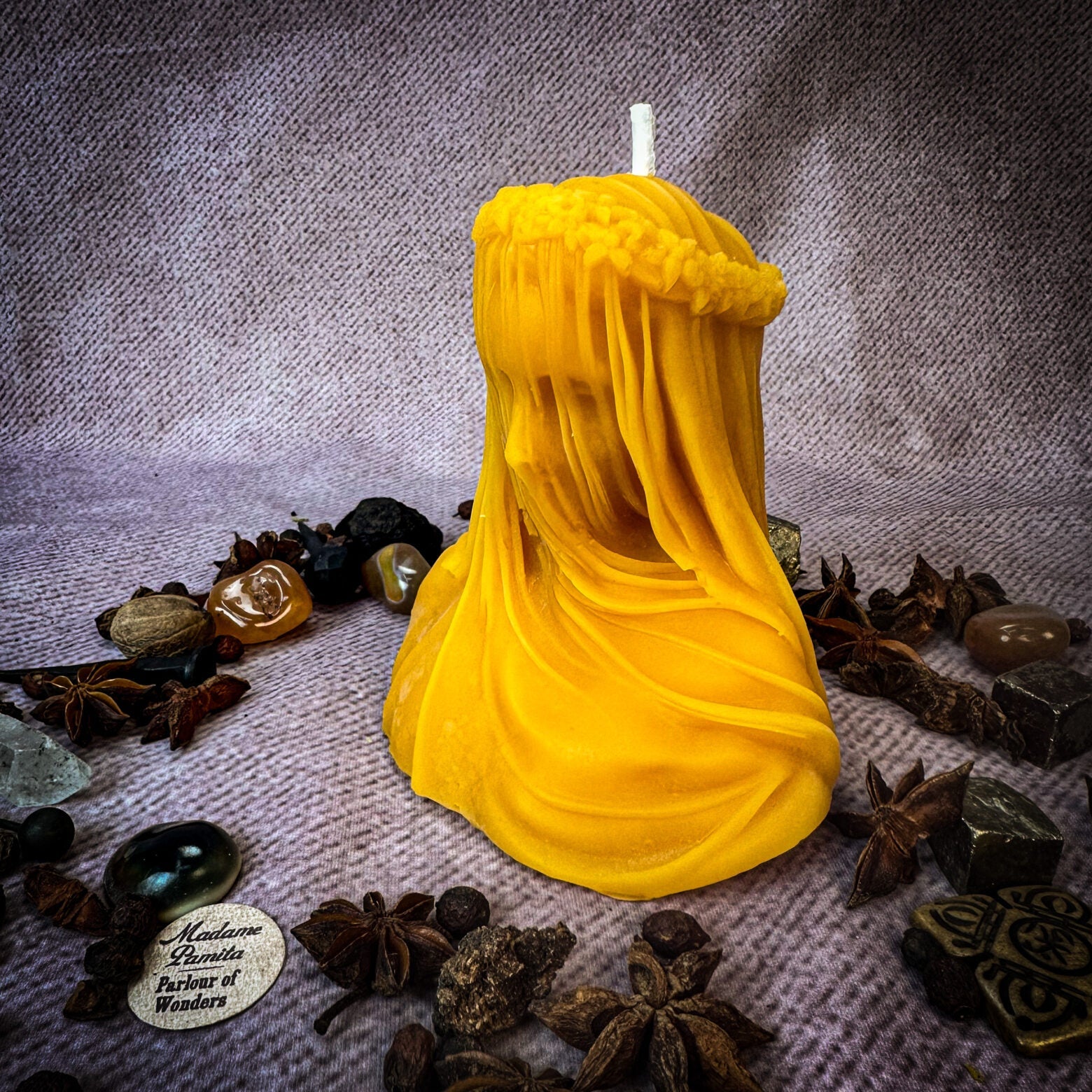Beeswax Veil of Secrets Spell Candle - Truth Revelation & Privacy Protection | Beeswax Candle | Wiccan Center