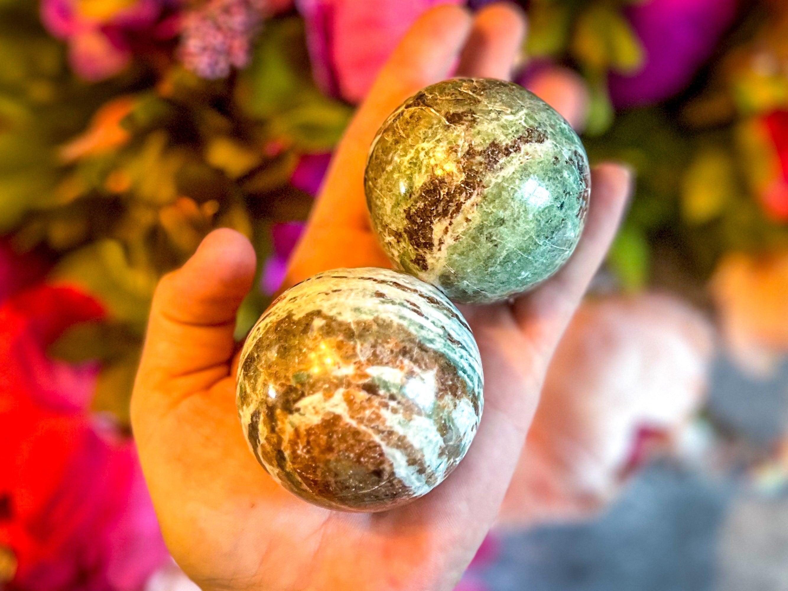 Vesuvianite and Garnet Crystal Spheres, ethically sourced | | Wiccan Center