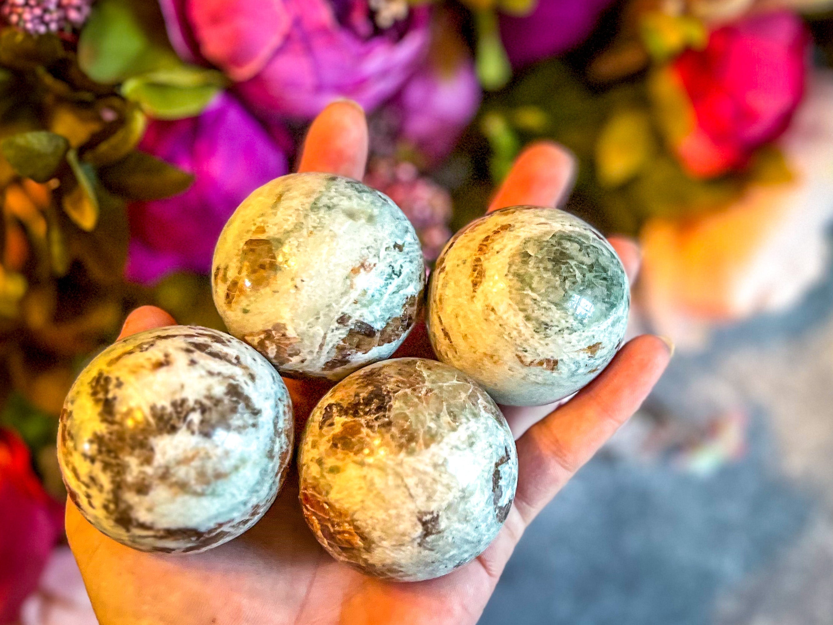 Vesuvianite and Garnet Crystal Spheres, ethically sourced | | Wiccan Center