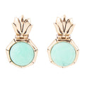 Vibrant Green Chrysoprase Golden Lotus Post Earrings | Earrings | Wiccan Center