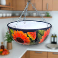 Vibrant Talavera Sunflower Hanging Planter | Artisan Pot | Talavera Flower Pot | Wiccan Center
