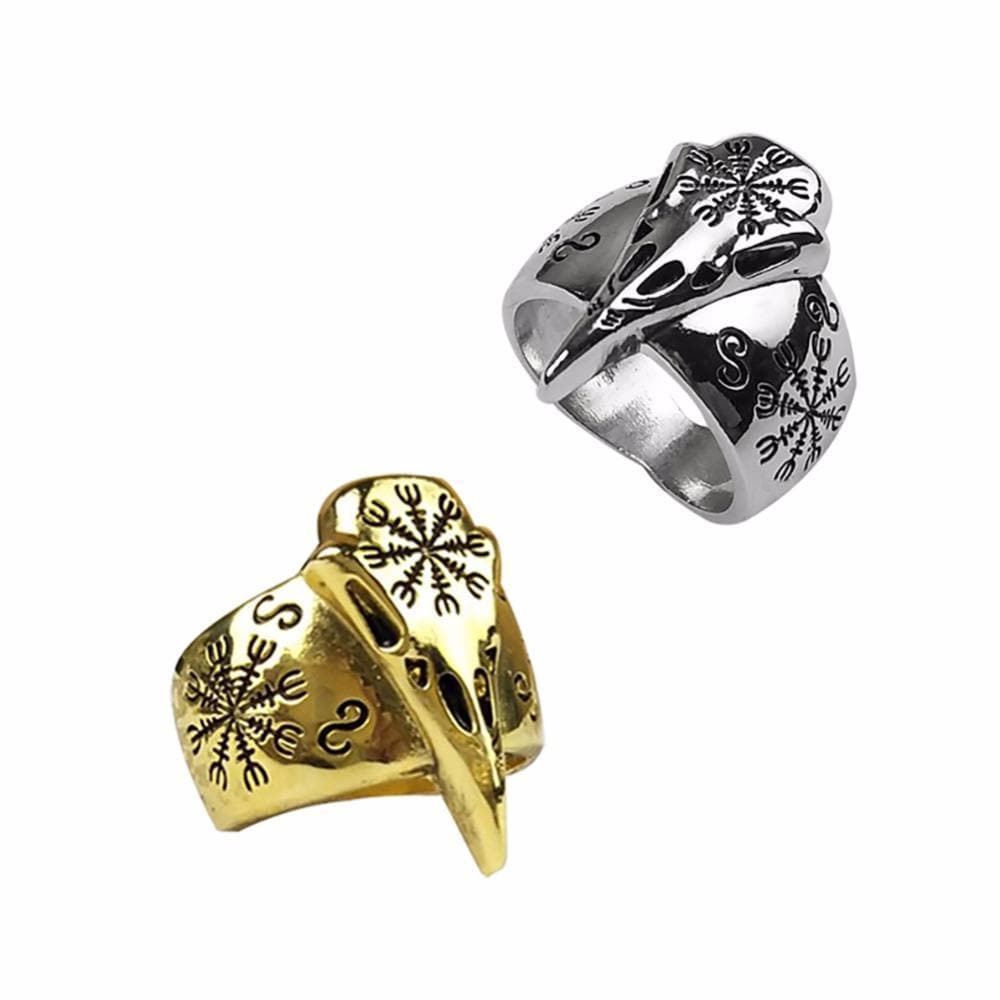 Vikings Aegishjalmur Raven Skull Ring | Rings | Wiccan Center