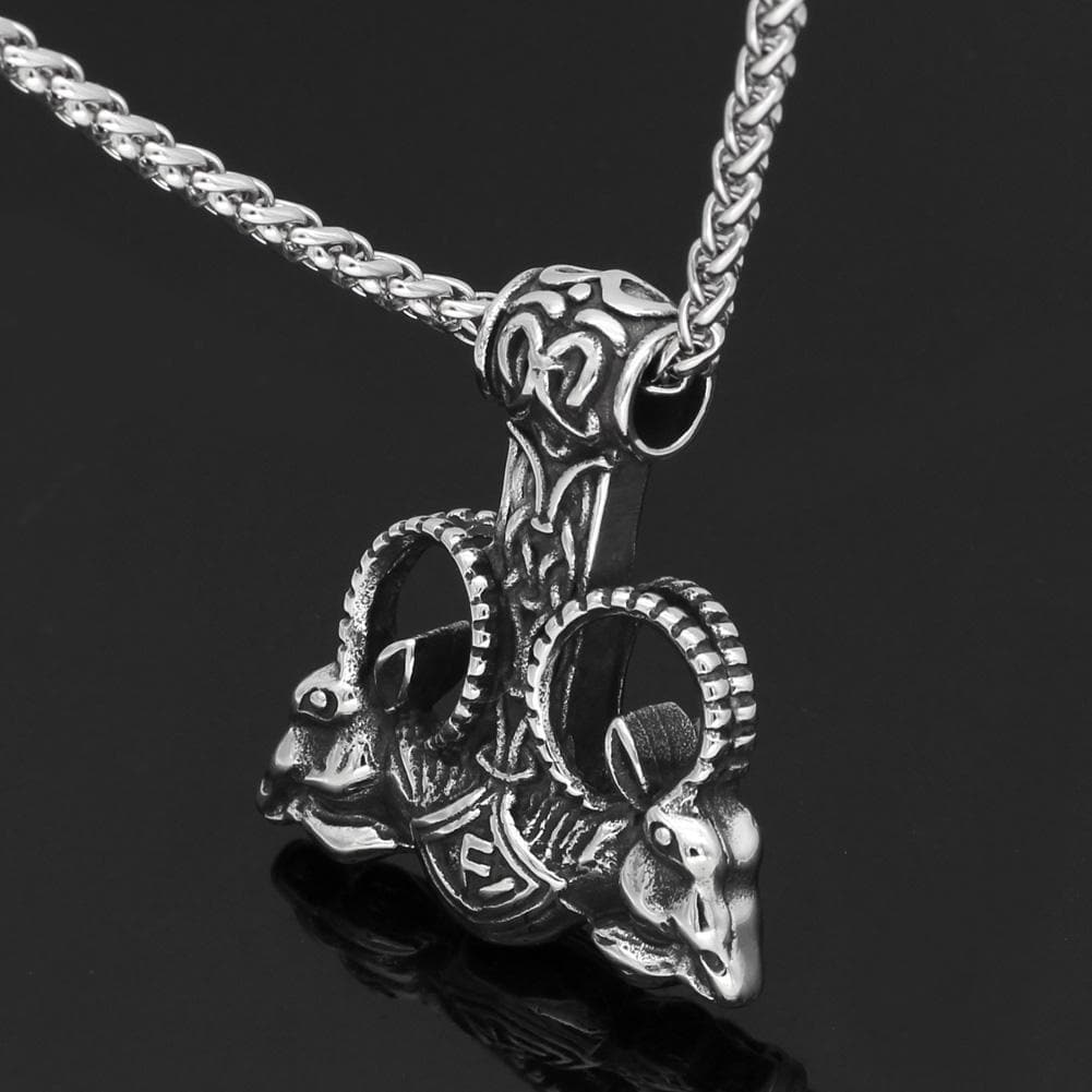 Vikings Thor's Rams Stainless Steel Pendant Necklace | Pendants & Necklaces | Wiccan Center