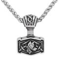 Vikings Wolf Mjolnir Stainless Steel Necklace | Pendants & Necklaces | Wiccan Center