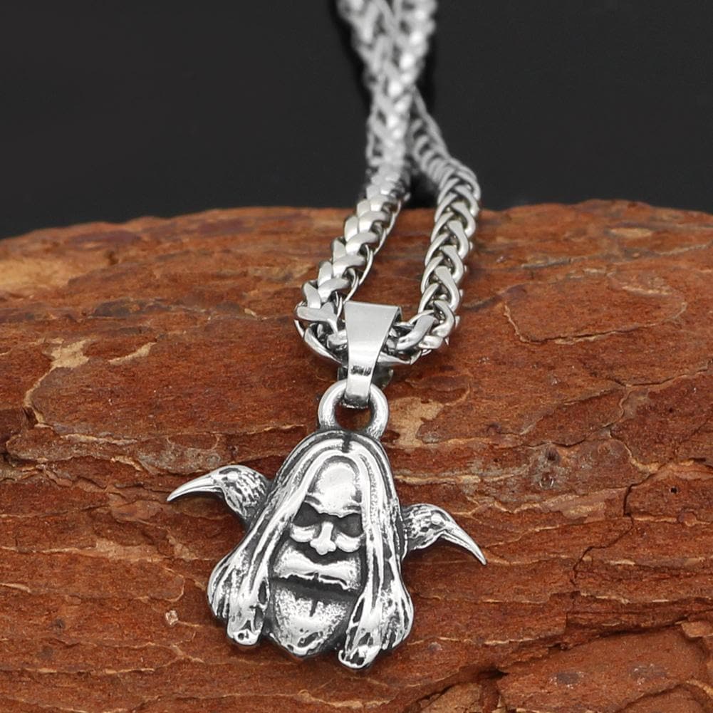 Vikings Odin and his Ravens Stainless Steel Necklace | Pendants & Necklaces | Wiccan Center