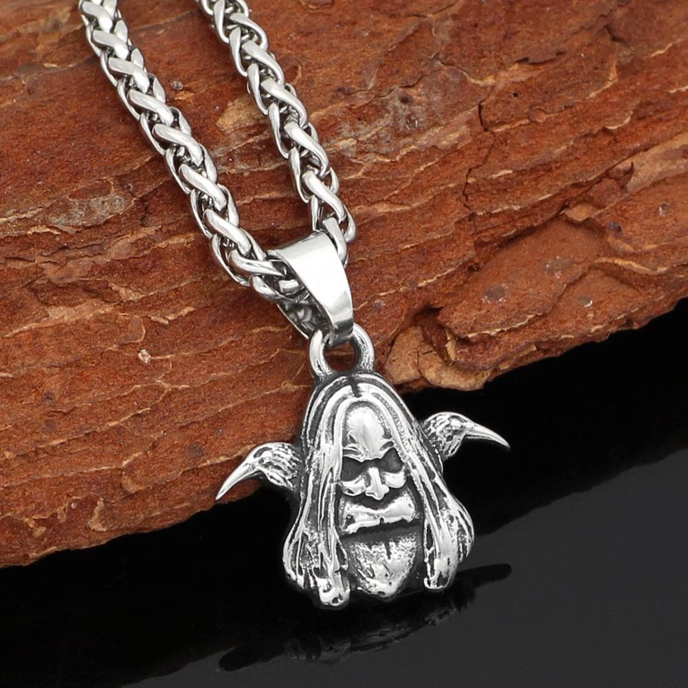 Vikings Odin and his Ravens Stainless Steel Necklace | Pendants & Necklaces | Wiccan Center