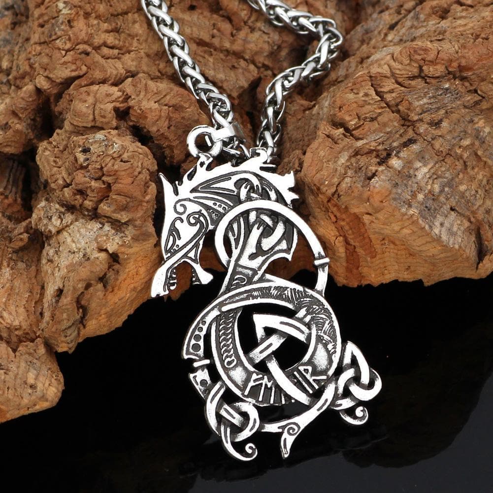 Vikings Fenrir The Monster Wolf Stainless Steel Necklace | Pendants & Necklaces | Wiccan Center