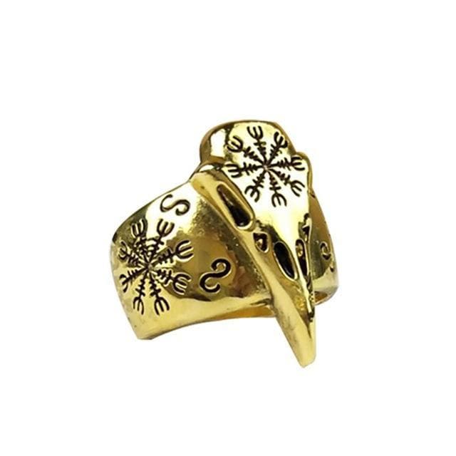 Vikings Aegishjalmur Raven Skull Ring | Rings | Wiccan Center