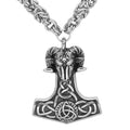 Vikings Thor's Goat Mjolnir Stainless Steel King Chain Necklace | Pendants & Necklaces | Wiccan Center