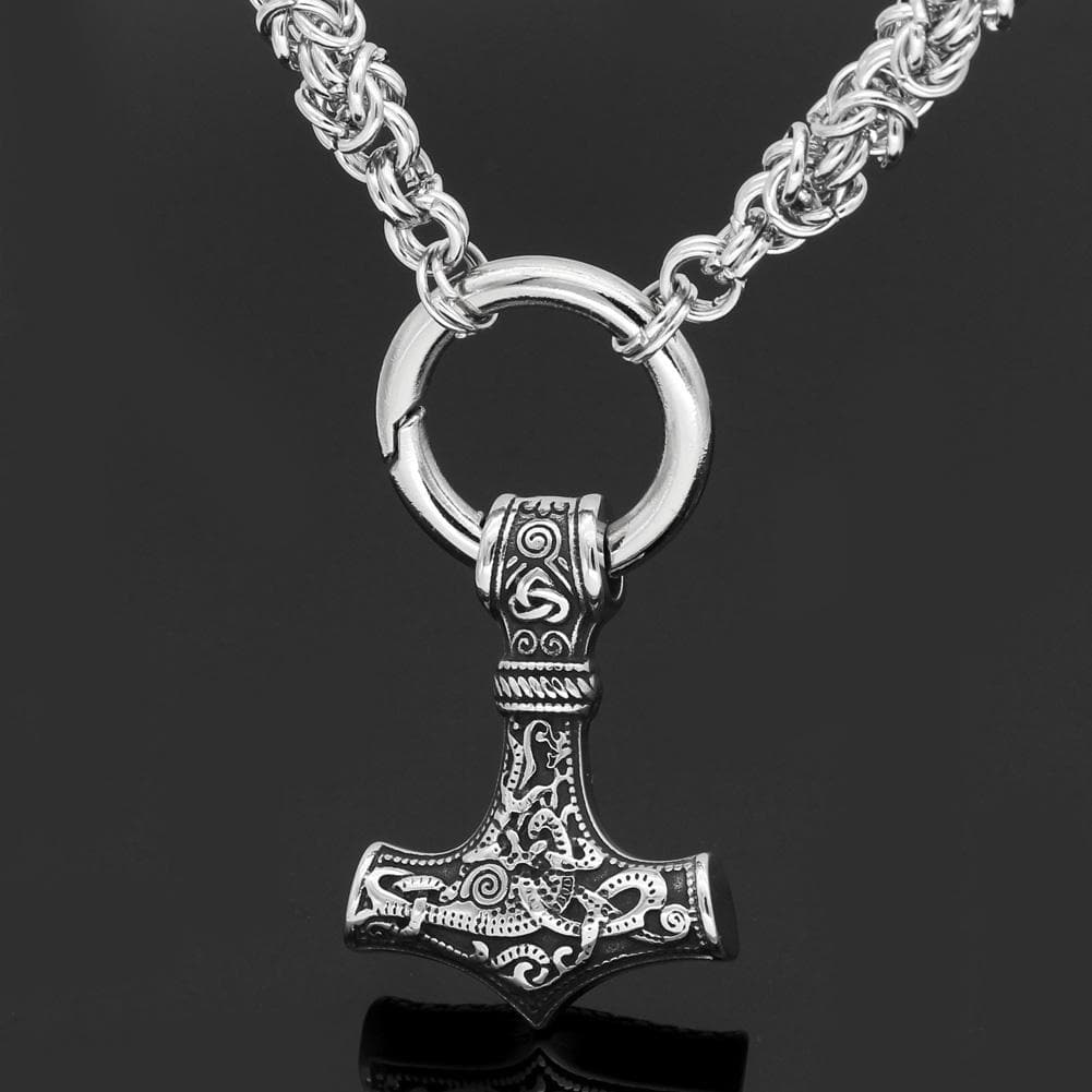 Vikings Mjolnir Stainless Steel King Chain Necklace | Pendants & Necklaces | Wiccan Center