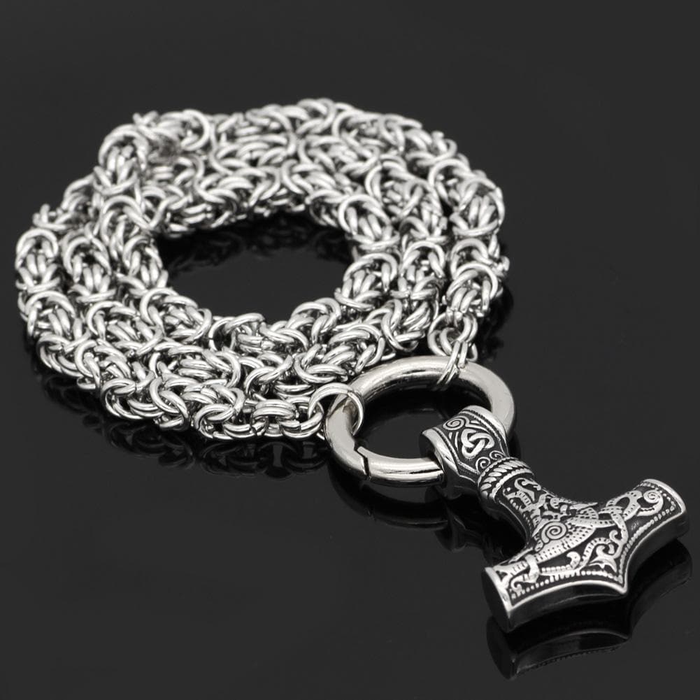 Vikings Mjolnir Stainless Steel King Chain Necklace | Pendants & Necklaces | Wiccan Center