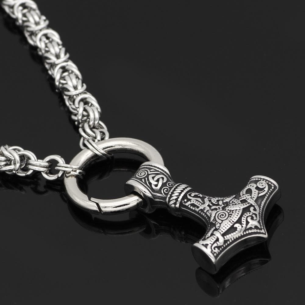 Vikings Mjolnir Stainless Steel King Chain Necklace | Pendants & Necklaces | Wiccan Center